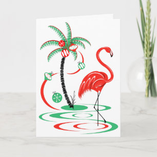 Cartão De Festividades Texto de dentro de Natal Feliz Flamingo de Natal