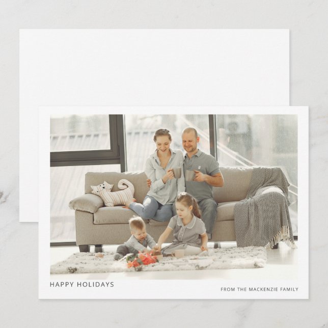 Cartão De Festividades Texto de Foto Mínimo Moderno de Natal Personalizad (Frente/Verso)