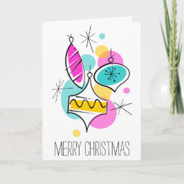 Cartão De Festividades Texto de Natal do Grupo de Árvores Retro