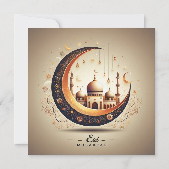 Cartão De Festividades Texto de Saudações Personalizáveis Eid Mubarak Ram (Frente)