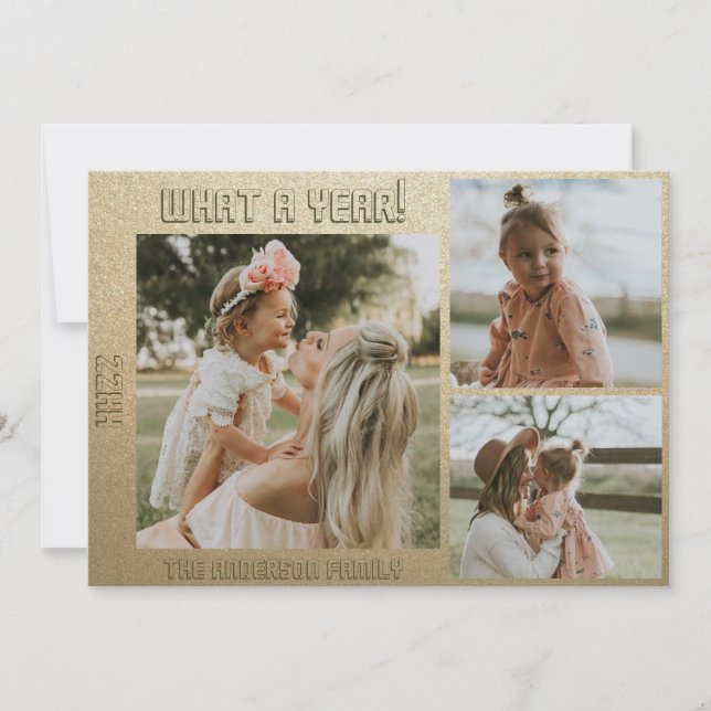 Cartão De Festividades Texto e Foto Personalizadas do feliz ano novo (Frente)