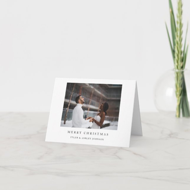 Cartão De Festividades Texto Elegante Simples e Foto Feliz Natal (Frente)
