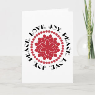 Cartão De Festividades Texto moderno de Amor, Paz, Alegria em vermelho, p