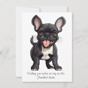 Cartão De Festividades Texto personalizado, cachorrinho francês