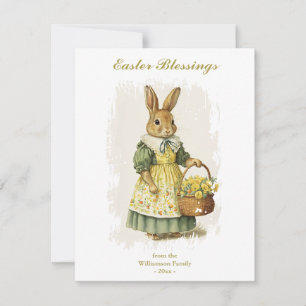 Cartão De Festividades Texto Personalizado de Bênção de páscoa do Coelho 