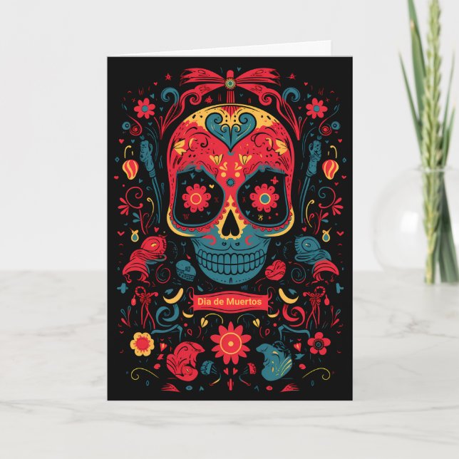 Cartão De Festividades Texto personalizado Dia de Muertos ☠️ Lembrança Et (Frente)