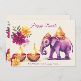 Cartão De Festividades Texto personalizado, Diwali Elephant Grace