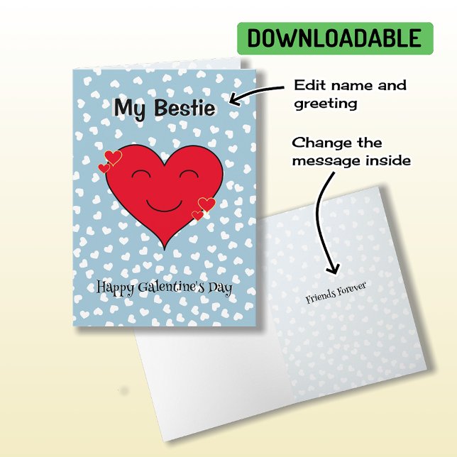 Cartão De Festividades Texto personalizado do coração vermelho Dia dos Ga (Criador carregado)