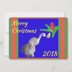 Cartão De Festividades Texto Personalizado Do Xmas De Luzes De Elefante M