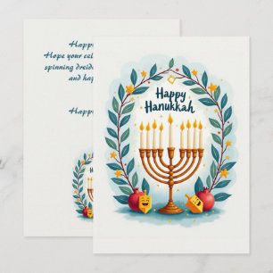 Cartão De Festividades Texto personalizado Feliz Feliz Hanukkah Menorá Co