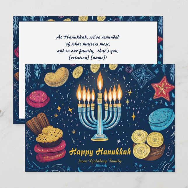 Cartão De Festividades Texto personalizado Festival de Luzes: (Frente/Verso)