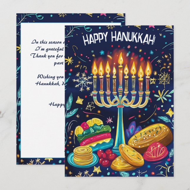 Cartão De Festividades Texto personalizado Festival de Luzes Delícia. (Frente/Verso)