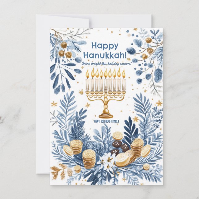 Cartão De Festividades Texto personalizado Hanukkah de Radiação de invern (Frente)