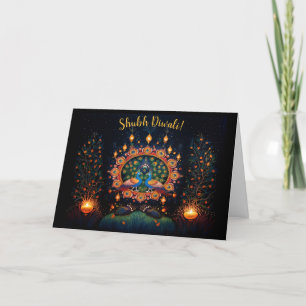 Cartão De Festividades Texto personalizado 🦚 🛕 🤩 Happy Diwali