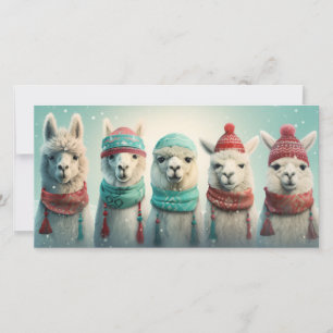 Cartão De Festividades Texto Personalizado Lhama de Inverno
