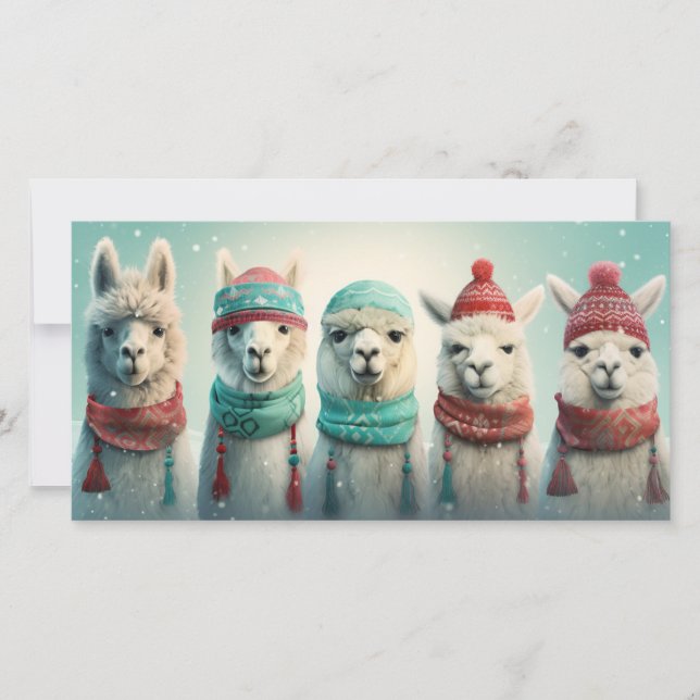 Cartão De Festividades Texto Personalizado Llamas de Inverno (Frente)
