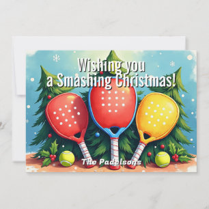 Cartão De Festividades 🎾🎄Texto personalizado, Smash & Sparkle