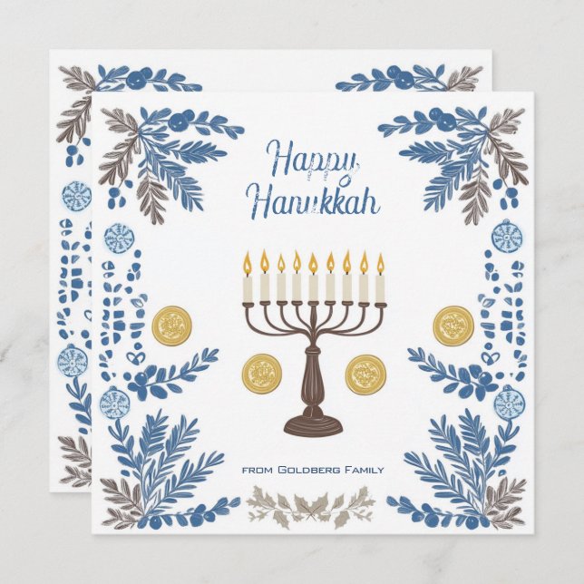 Cartão De Festividades Texto personalizado Tradição Luminosa: Cores d'águ (Frente/Verso)