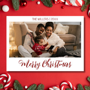 Cartão De Festividades Texto Profundo da família de fotos de Natal Feliz