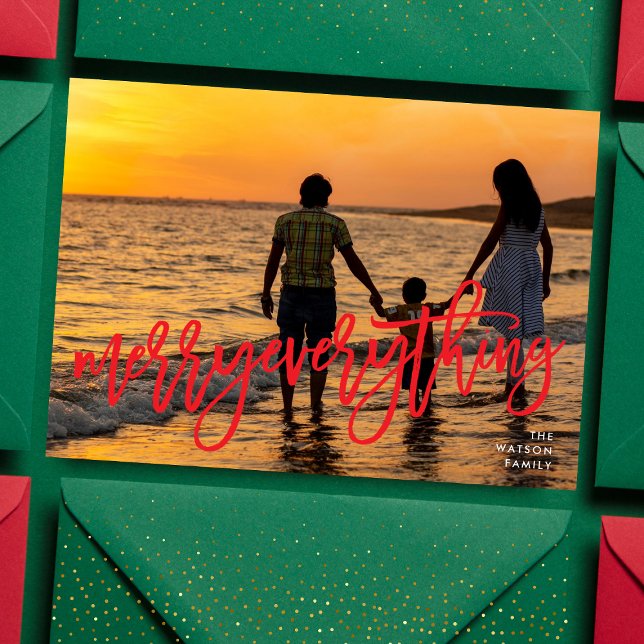 Cartão De Festividades Texto Vermelho Fotográfico de feliz (Criador carregado)