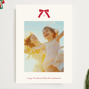 Cartão De Festividades Texto Vermelho Simples e Arcos de Natal Foto Perso