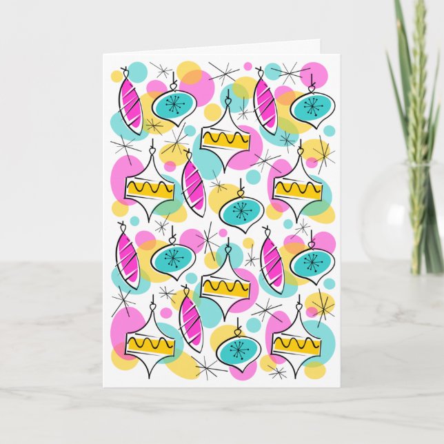 Cartão De Festividades Texto vertical com vários dentro da árvore retrorr (Frente)