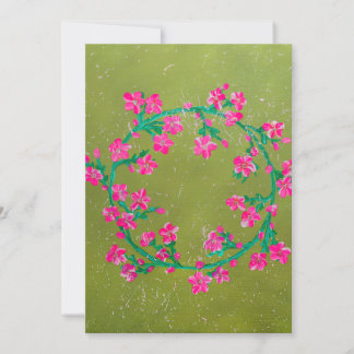 Cartão De Festividades Textured Pink Flower Wreath Painting 