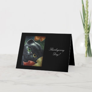 Cartão De Festividades THANKSGIVING BLACK CAT Card, envelope included