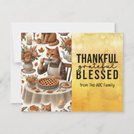 Cartão De Festividades Thanksgiving Day for Cat Lovers Holiday Card 