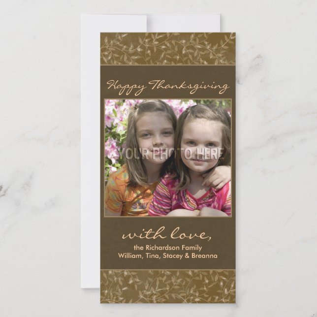 Cartão De Festividades Thanksgiving Fall Leaves Photo Cards (Frente)