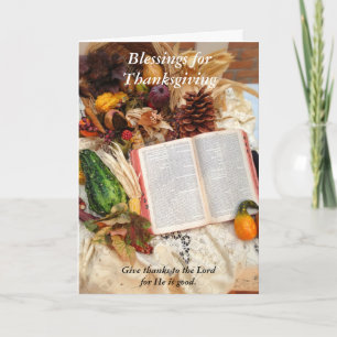 Cartão De Festividades Thanksgiving Harvest and Bible