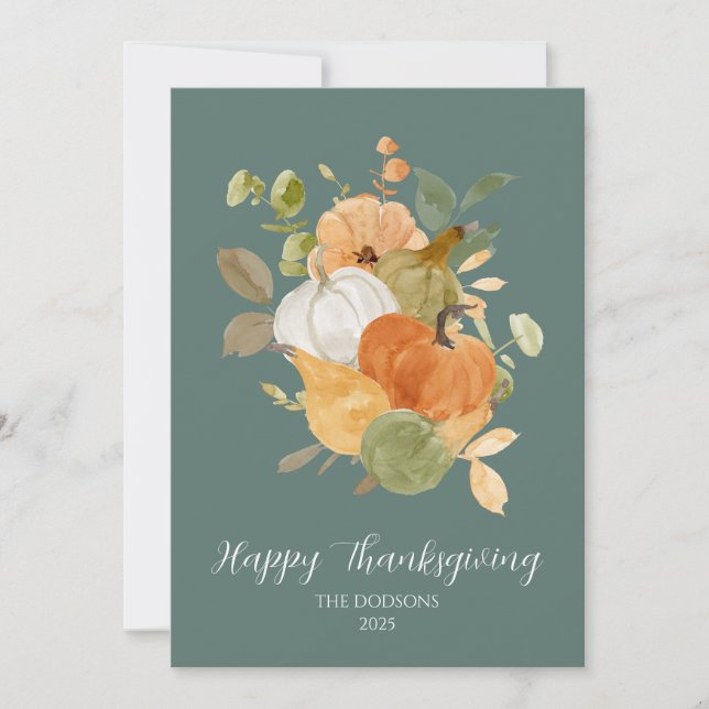 Cartão De Festividades Thanksgiving Pumpkin Photo Card (Frente)