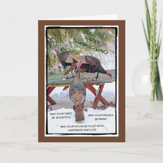 Cartão De Festividades Thanksgiving Trio of Wild Turkeys Card (Frente)