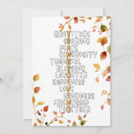 Cartão De Festividades Thanksgiving Typography of Gratitude and Joy 