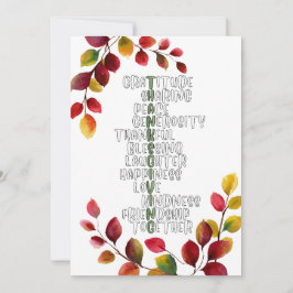Cartão De Festividades Thanksgiving Typography of Gratitude and Joy 