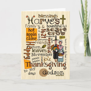 Cartão De Festividades Thanksgiving Wordcloud - Godson