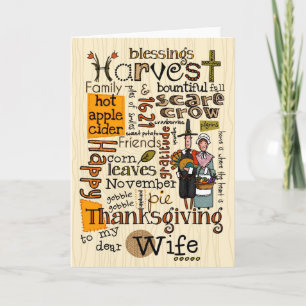 Cartão De Festividades Thanksgiving Wordcloud - Wife