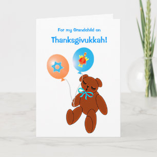 Cartão De Festividades Thanksgivukkah Teddy Bear Baby Greeting Card