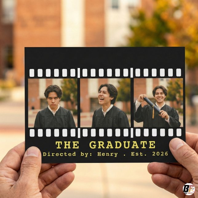Cartão De Festividades The Graduate Cinematic Film Strip 3 Photo Announce (Criador carregado)