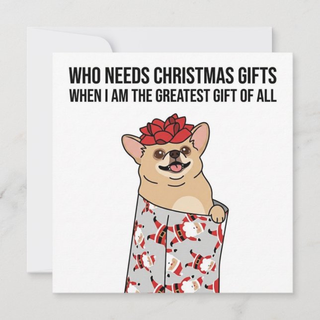 Cartão De Festividades "The Greatest Gift" – Funny Dog Christmas Card (Frente)