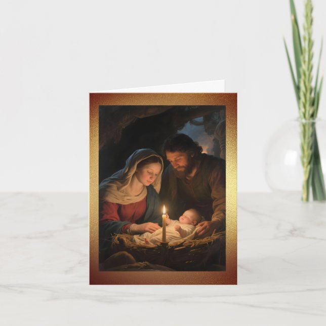 Cartão De Festividades The Holy Family by Candlelight Christmas (Frente)