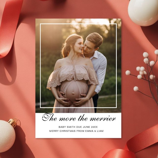 Cartão De Festividades The More Grow Holiday Pregnancy Announcement Card (Criador carregado)