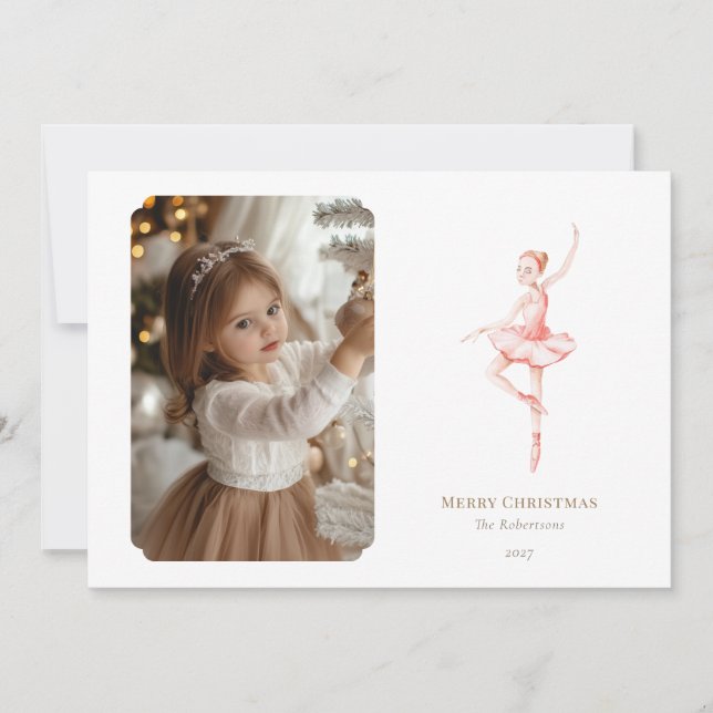 Cartão De Festividades The Nutcracker Christmas Ballerina Photo Card  (Frente)