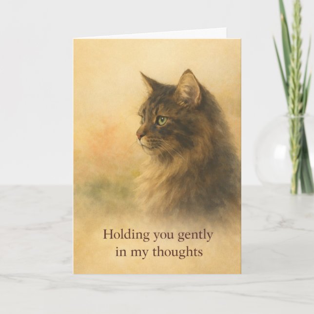 Cartão De Festividades Thinking of You Cat Card | Gentle Support (Frente)
