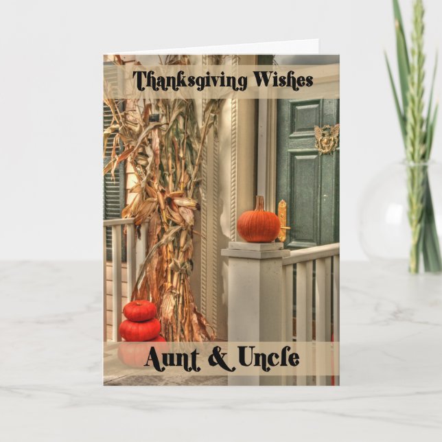 Cartão De Festividades Tia e Tio Feliz Ação de Graças (Frente)