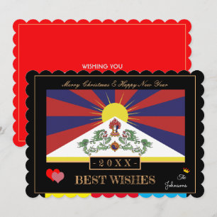 Cartão De Festividades Tibetan Flag & Happy New Year /Best Wishes Tibet