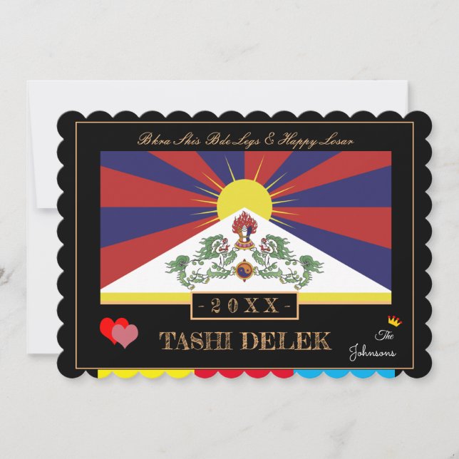 Cartão De Festividades Tibetano - Losar & Tashi Delek - Novo ano /flag Ti (Frente)