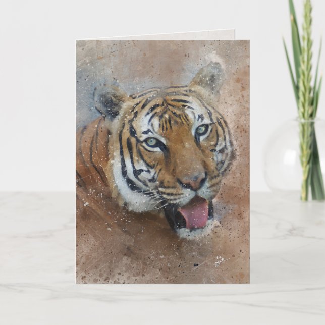 Cartão De Festividades Tiger Jungle Safari Artwork All Occasion Blank (Frente)