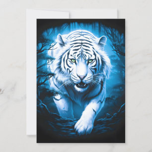 Cartão De Festividades Tigre Branco Selvagem Florestal