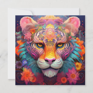 Cartão De Festividades Tigre de Flor AI